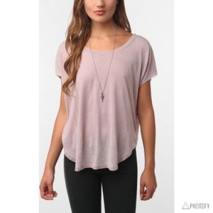 Women's Mouchette Soft High Low Hem Off Shoulder Tee - Burnout Pink